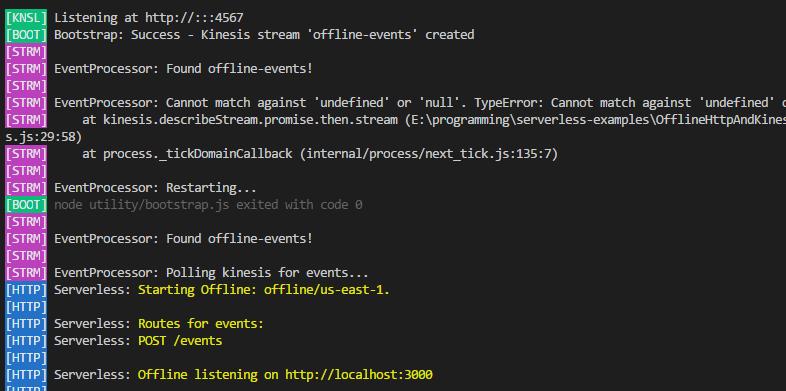 Offline Lambda and Kinesis Output