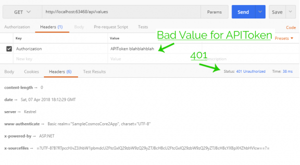 Verifying Bad Token reports 401