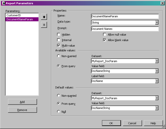 SSRS Report Parameters